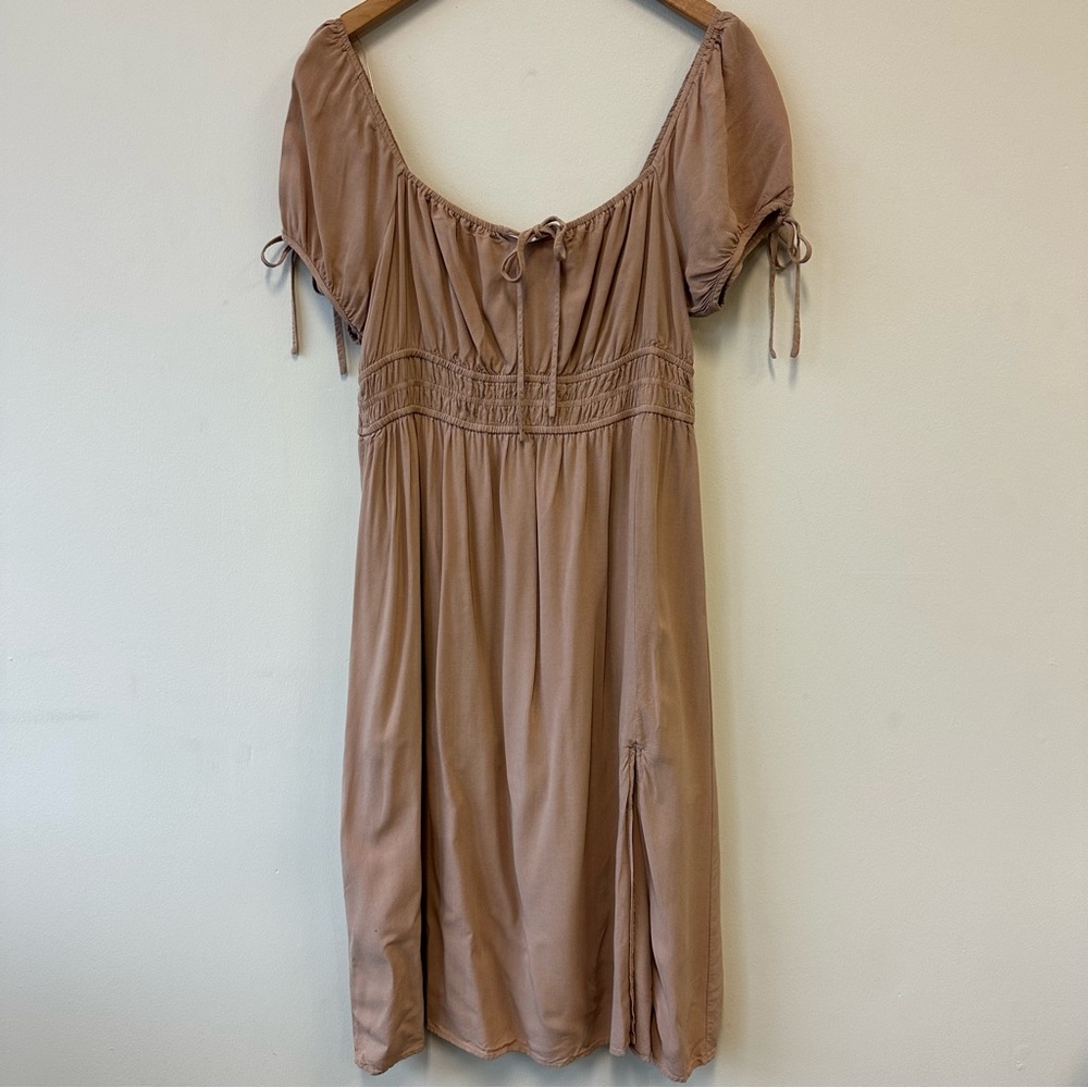Gilli Tan Babydoll Milkmaid Dress
